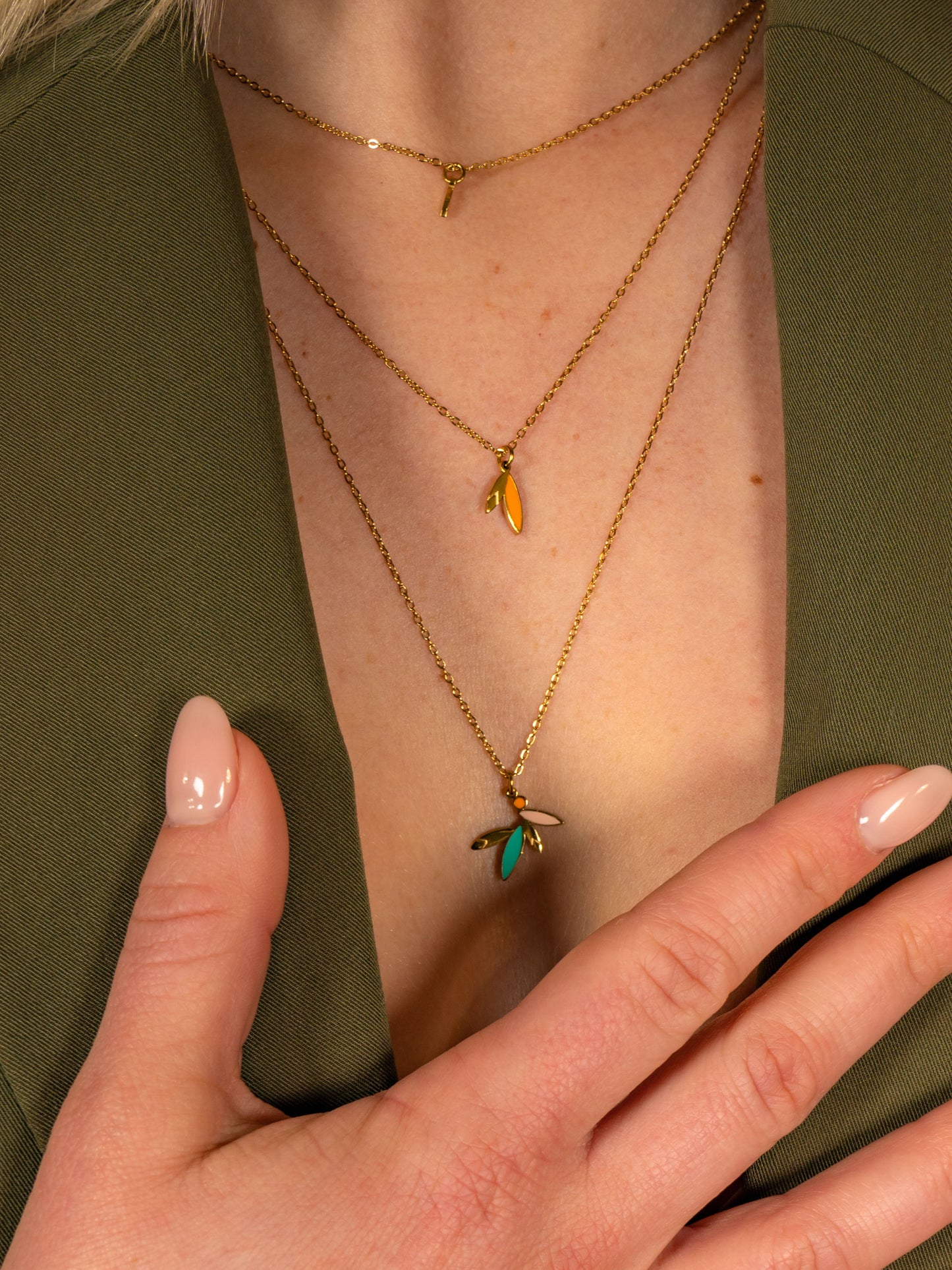 Triple Necklace leaves Iria