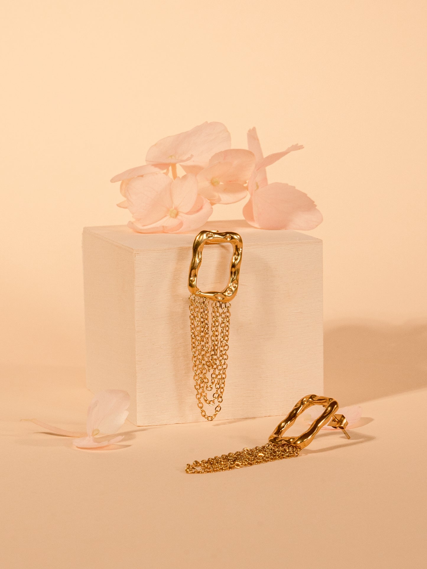 Square earrings and Insta chain