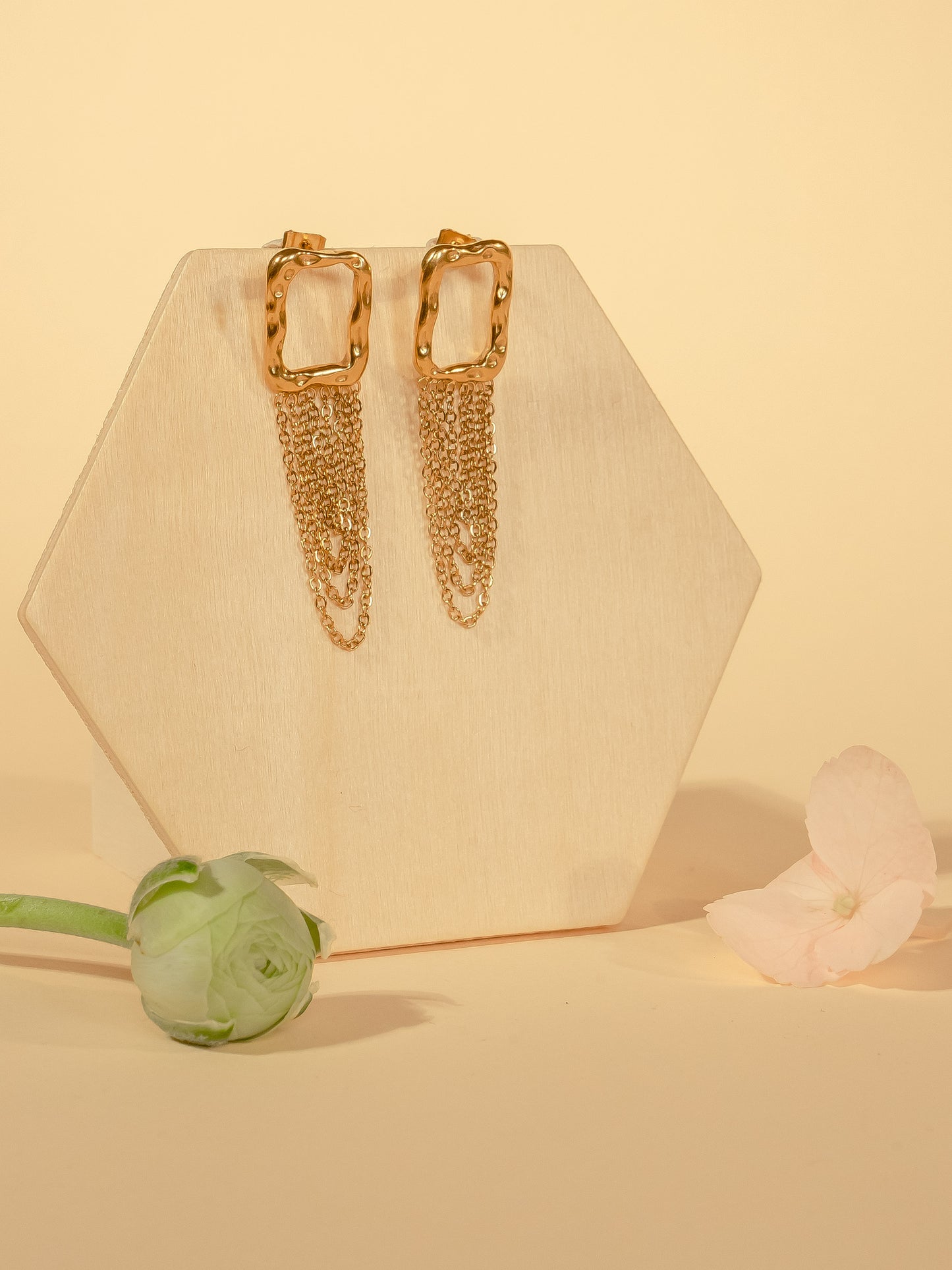 Square earrings and Insta chain