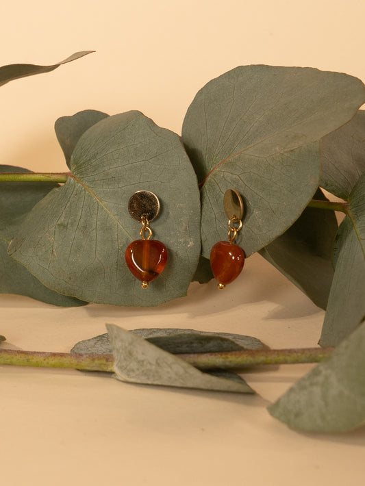 Rosie orange heart earrings